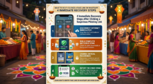 fake WhatsApp links recovery infographic explaining what to do if I clicked a fake link on WhatsApp.